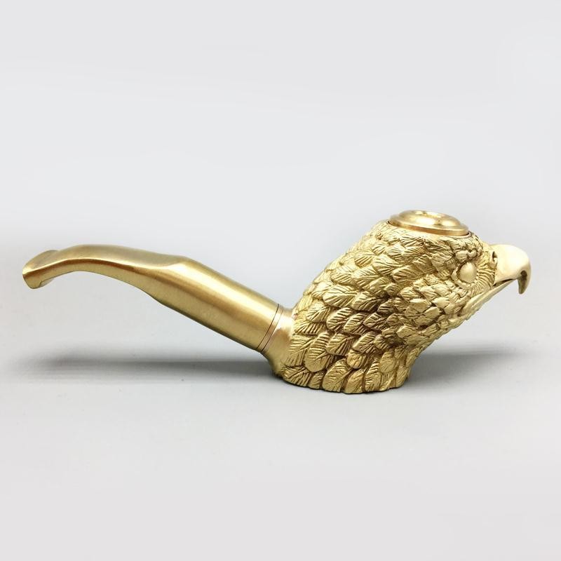 Handmade Brass Eagle Head Pipe Copper Filter Tobacco Pipe for Thick/Thin Cig