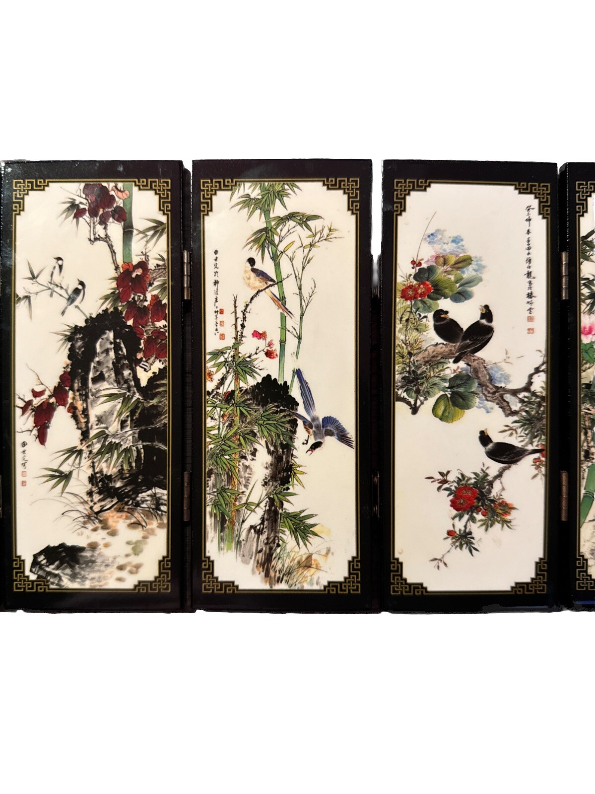 Asian 6 Panel Screen. Chinese Home Decor Birds & Flowers By Niao Yu Hua Xiang