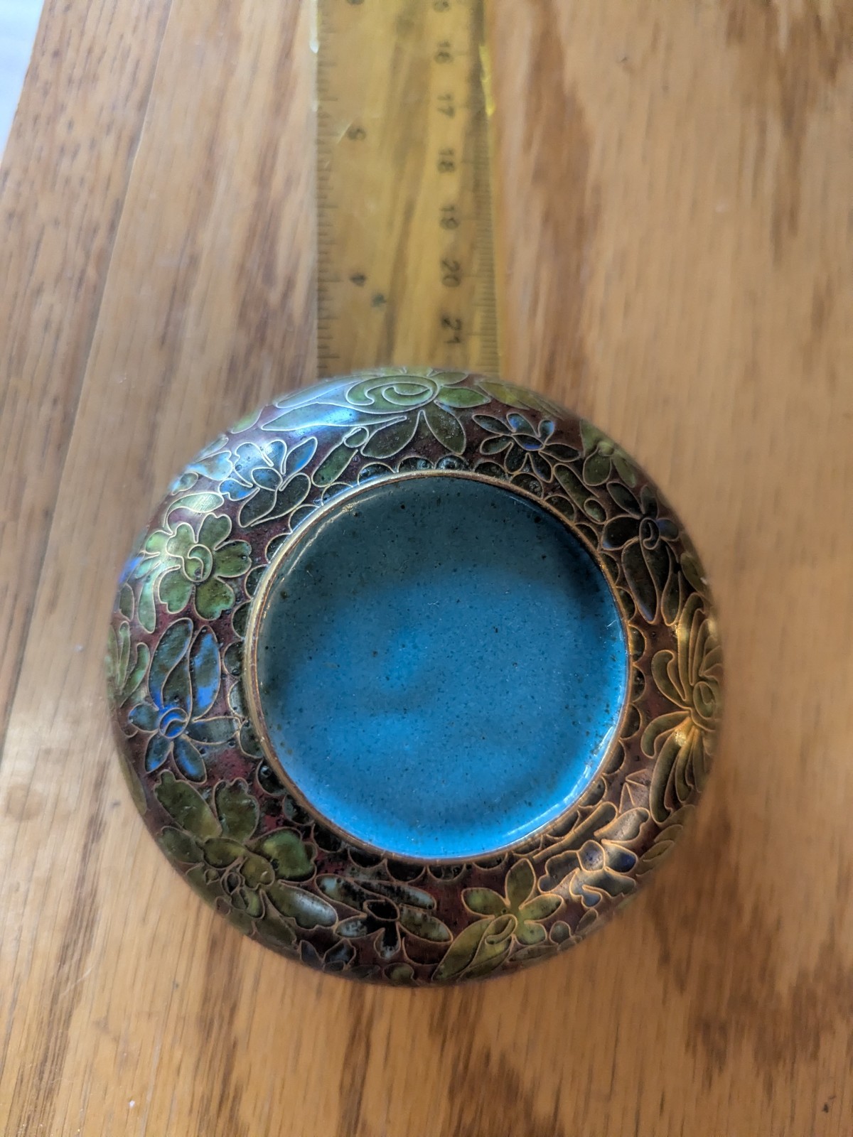 Vintage Chinese Ashtray 5″ Enamel Blue Cloisonné Gold