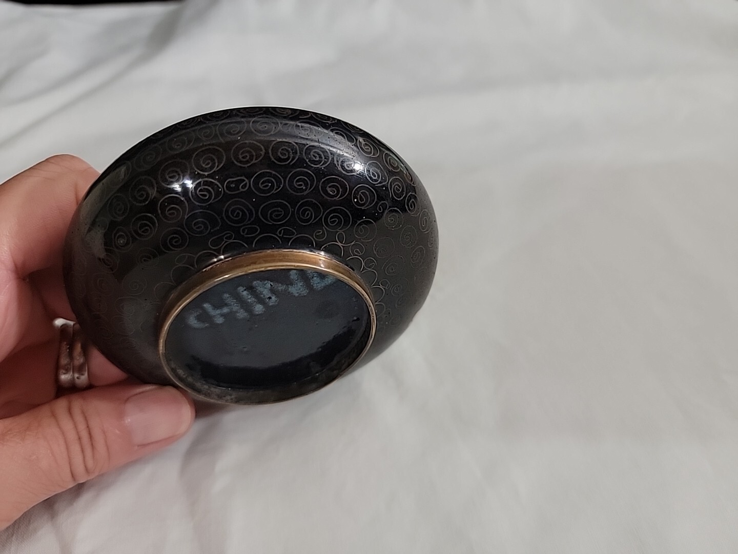 Chinese Cloisonné Black & Blue Enamel Chinese Republic Period 1910-20s