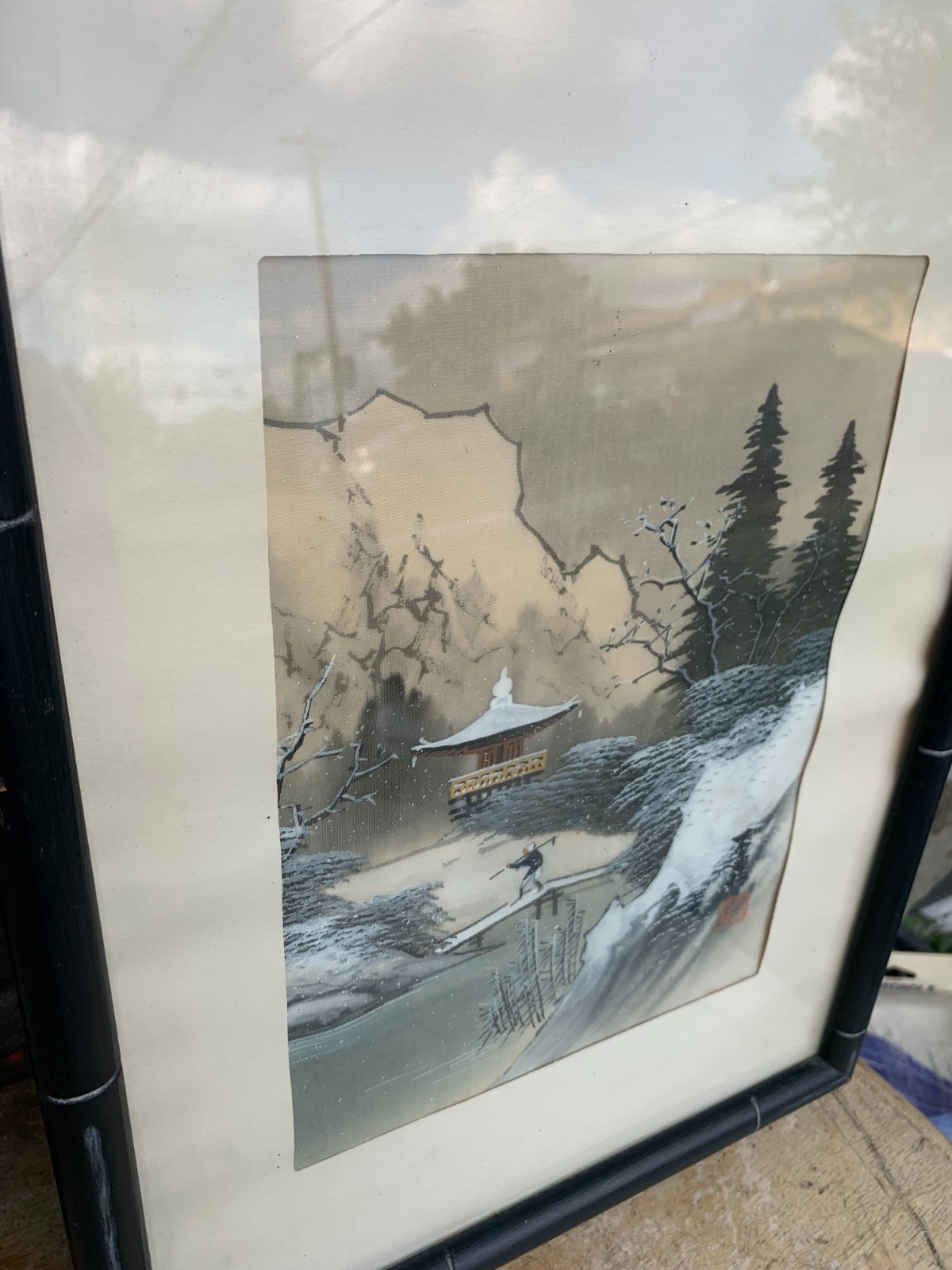 Arai Yoshimune +2 VTG Oriental Japanese Wood Block Paintings Framed Art 12×16″