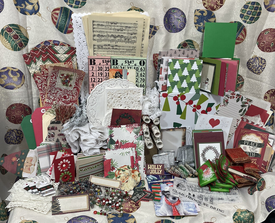 Junk Journal Kit Christmas Paper Crafting Bundle 100+ Piece Ephemera Holiday
