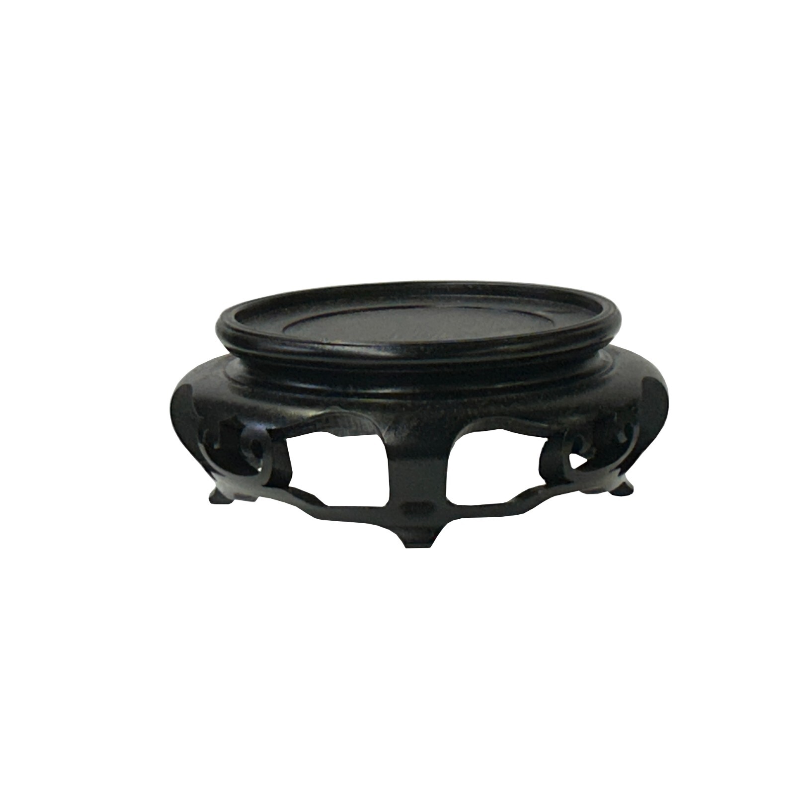 6″ Chinese Black Wood Round Legs Table Top Stand Display Easel Riser ws3983