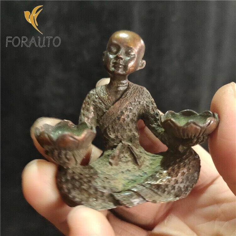 Collection Incense Sticks Antique Old Patina Copper Little Monk Buddha Ornaments