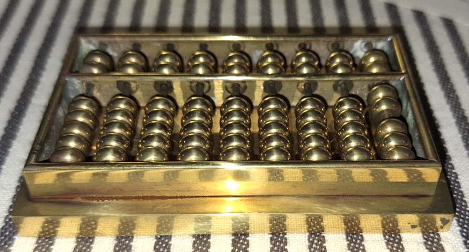 NIB VTG SMITHSONIAN INSTITUTION SOLID BRASS CHINESE ABACUS 3.5″ PAPERWEIGHT