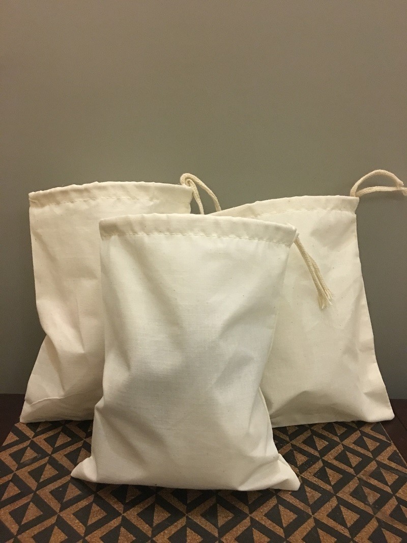 8″x12″ Cotton Single Drawstring Muslin Bags (Natural Color)