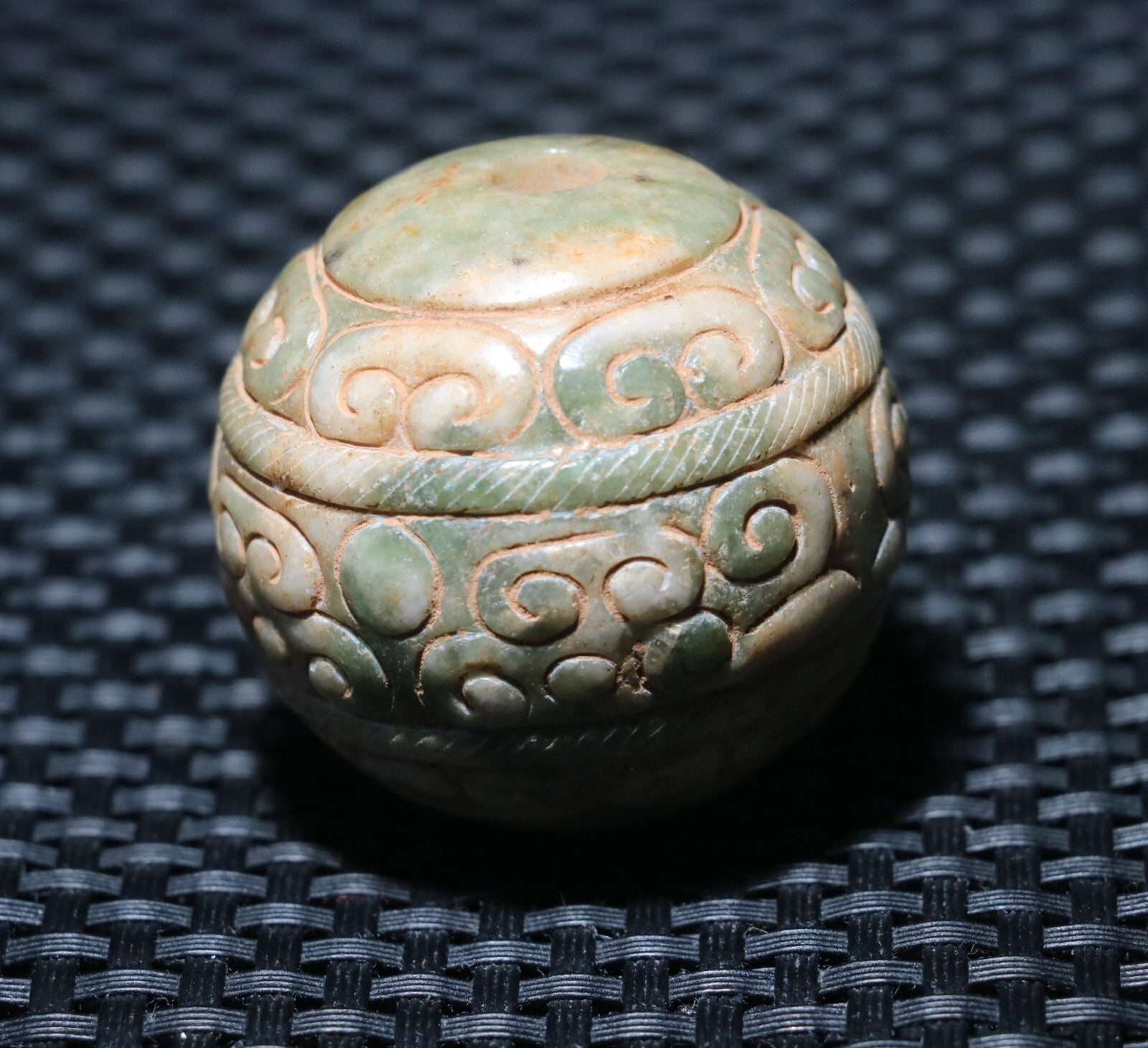 Exquisite Chinese Hetian Old JADE Linking Fortune Large Ball Sphere 40MM ZZY_46s