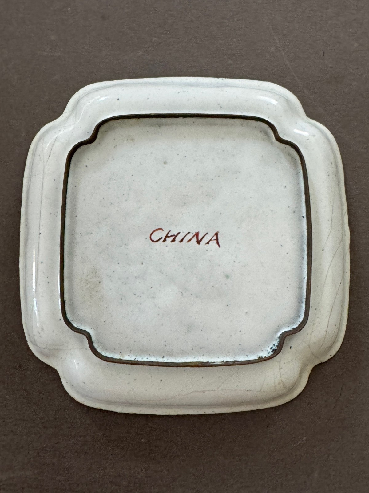SMALL HAND PAINTED BAMBOO & WOMAN CLOISONNE TRINKET DISH TIDBIT TRAY VTG CHINA