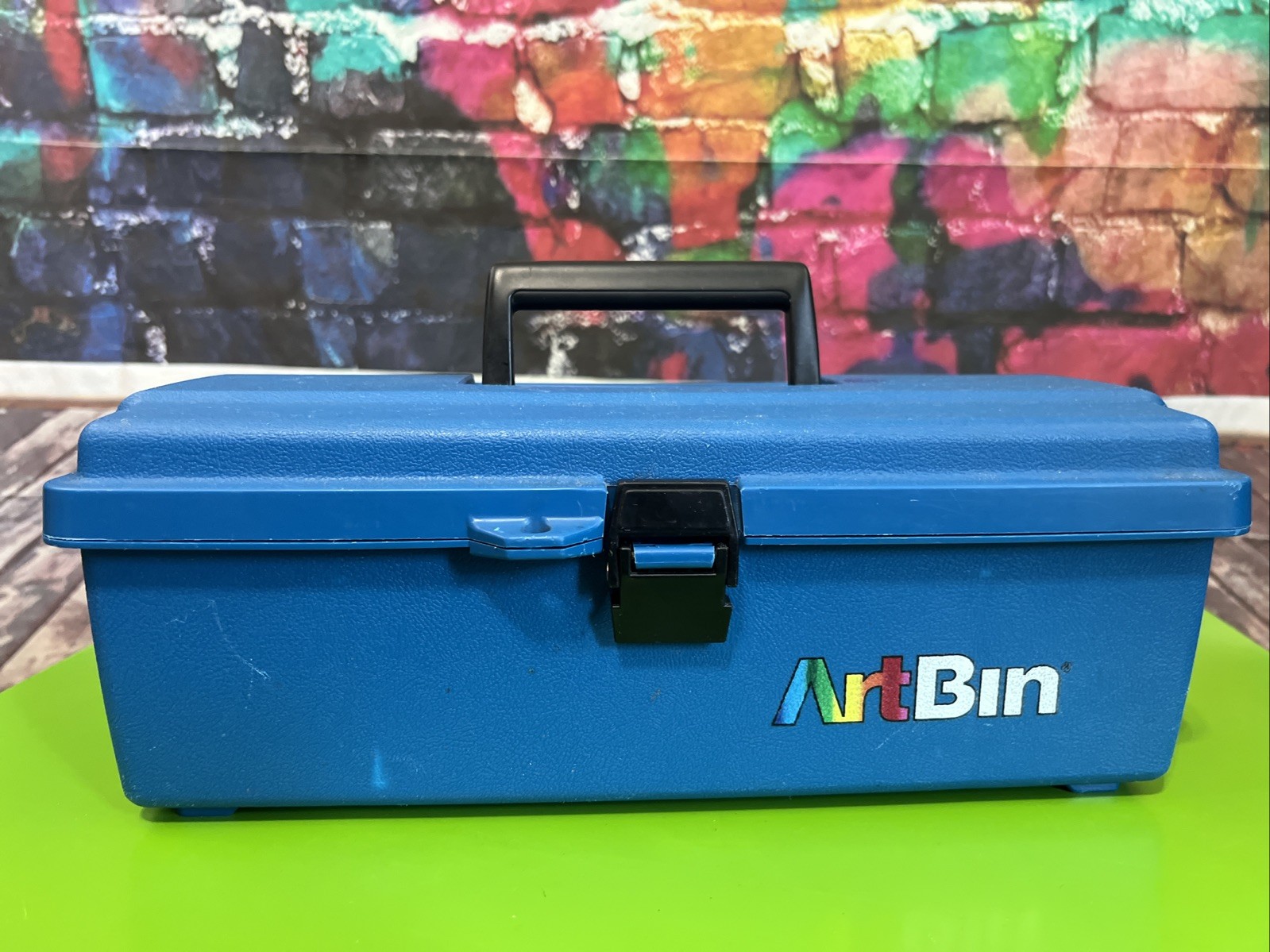 Vintage ArtBin by Flambeau Art Supply Storage Bin Box Blue removable Tray USA
