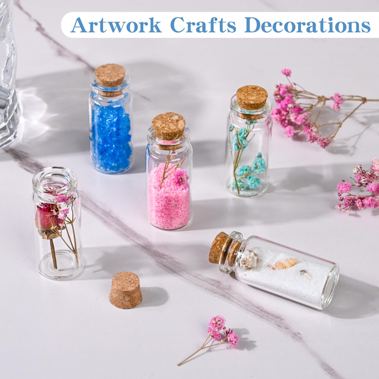 24 Pack Glass Bottles with Cork Stopper，Mini Glass bottle with cork，Small DIY
