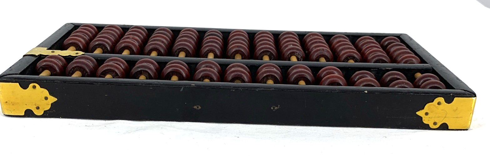 Abacus Wood And Brass 13 Rows 91 Beads Chinese 10.5″
