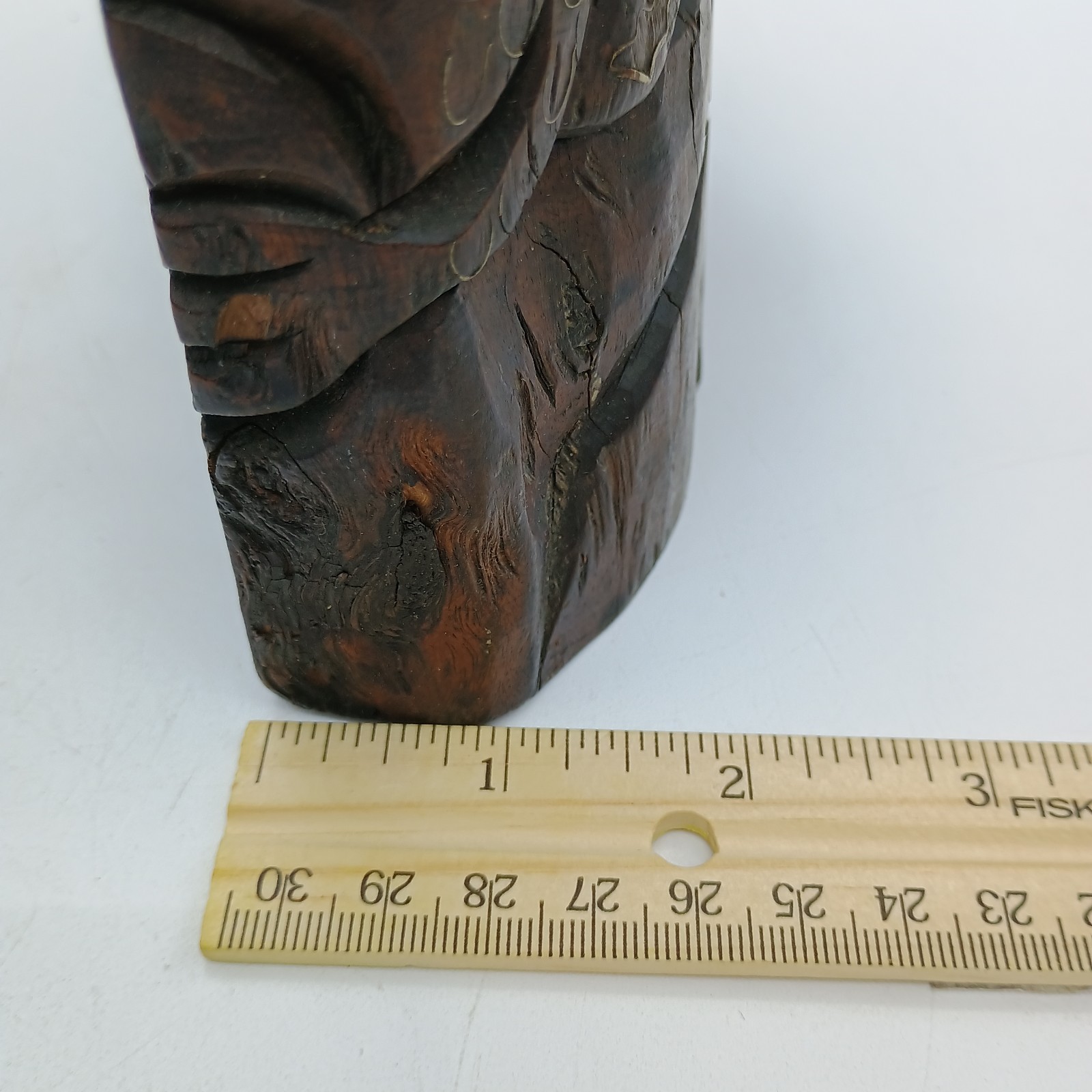 Vintage Chinese Wood Hand Carved Frame Holder With Brass Bell Dragon