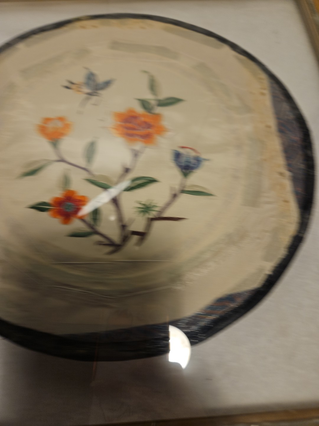 Vintage Bamboo Floating Framed Silk Embroidery Art Panel China 14 X 14 In