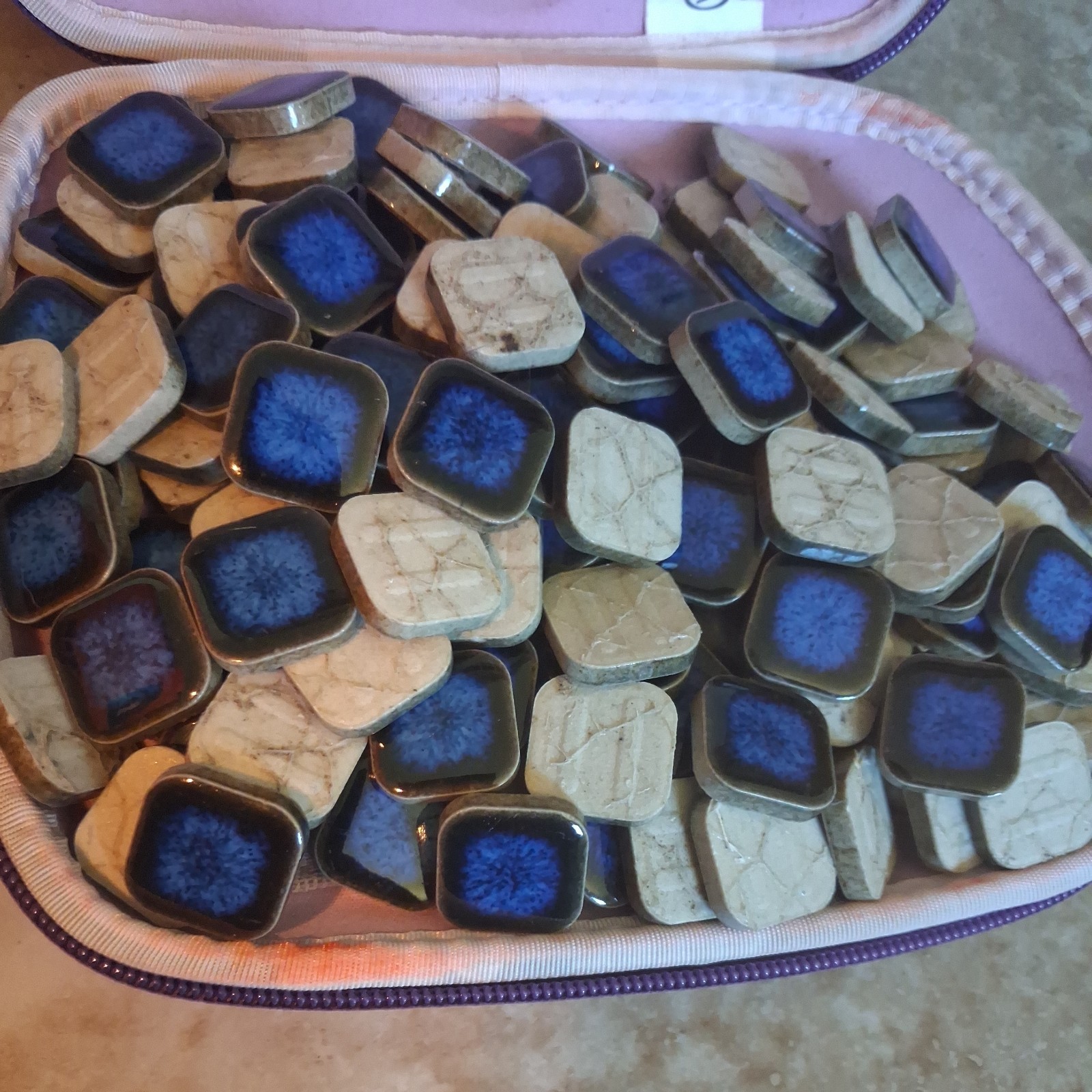 Striking/Glowing Dark Blue original Glass Mosaic Tile Pieces-160 3/4 inch PREPED