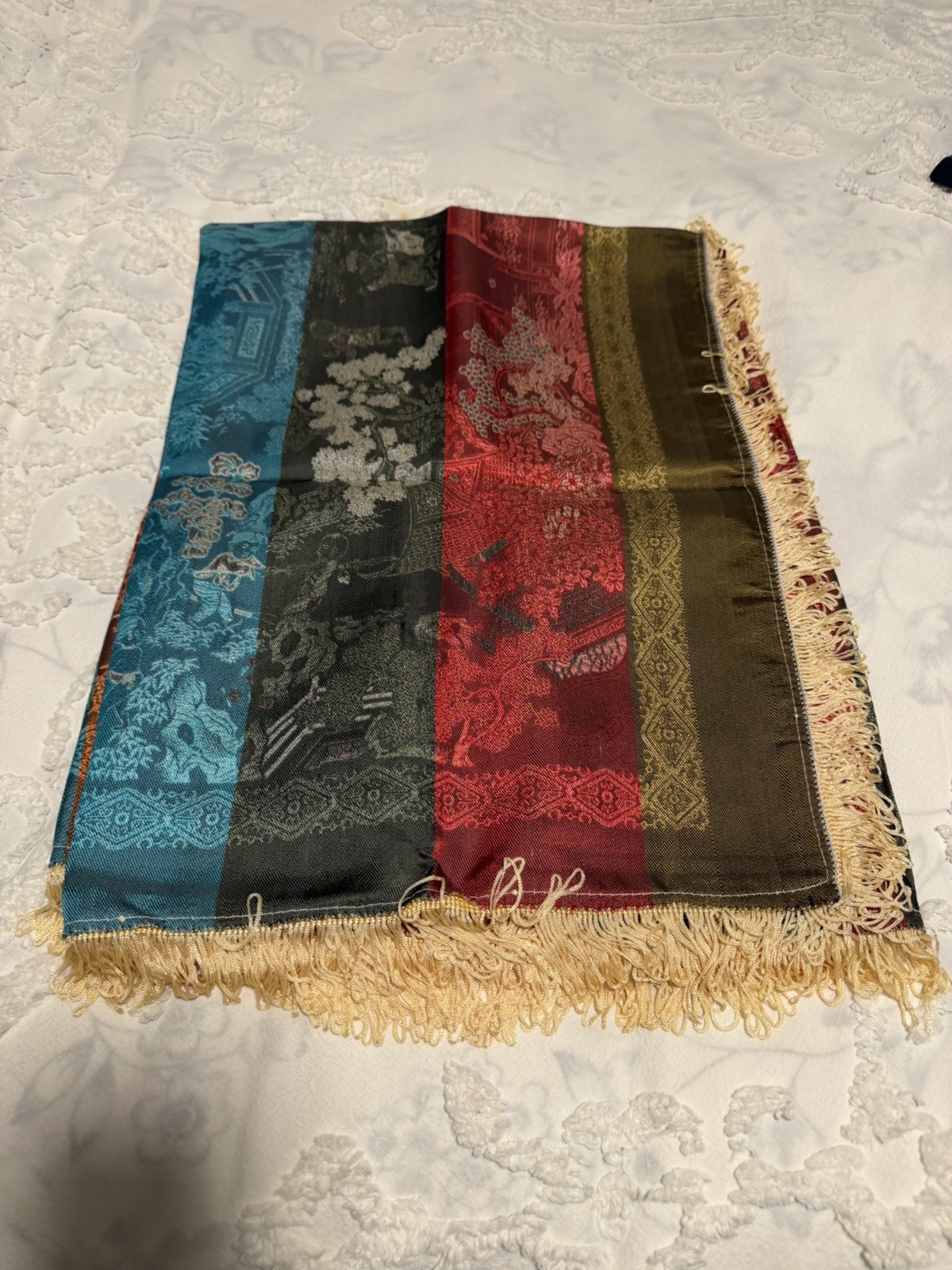 Asian Oriental Chinese Japanese Satin Silk Tapestry Tablecloth Piano shawl