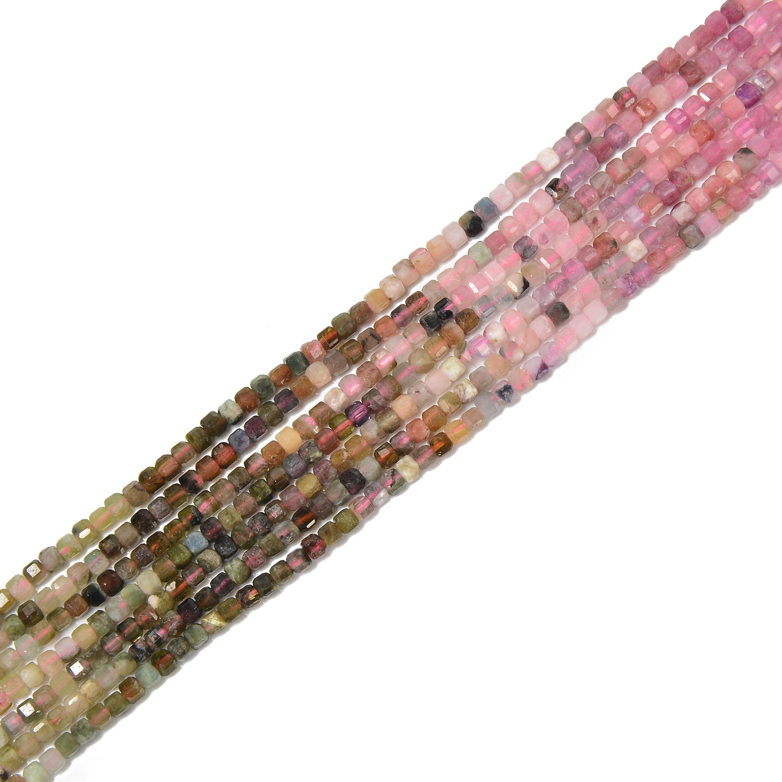 Gradient Multi Color Tourmaline Faceted Cube Beads Size 2.2mm 15.5” Strand