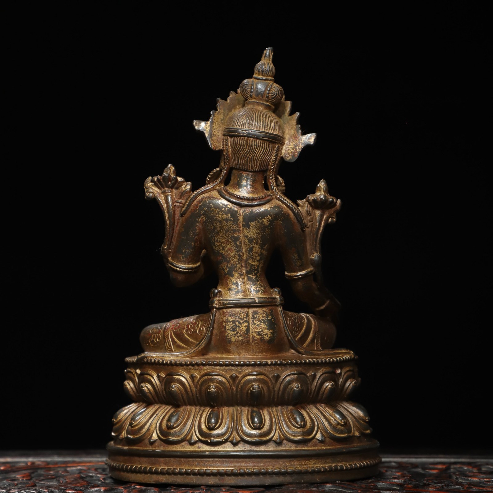 Bronze with Gold Leaf [Green Tara] Statue of the Buddha