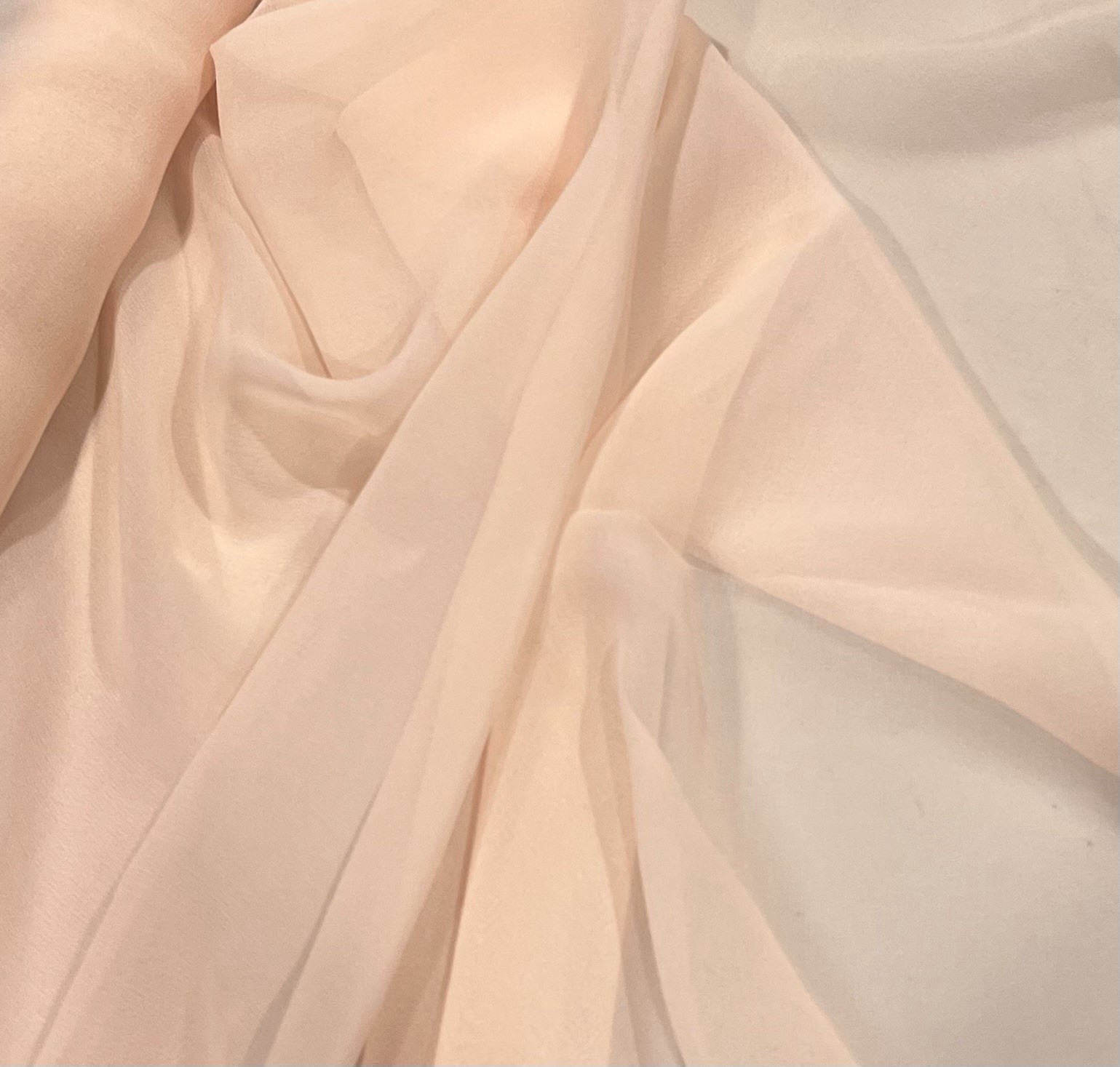 Light PEACH 100% Silk Chiffon Fabric 45” Width Sold By The Yard