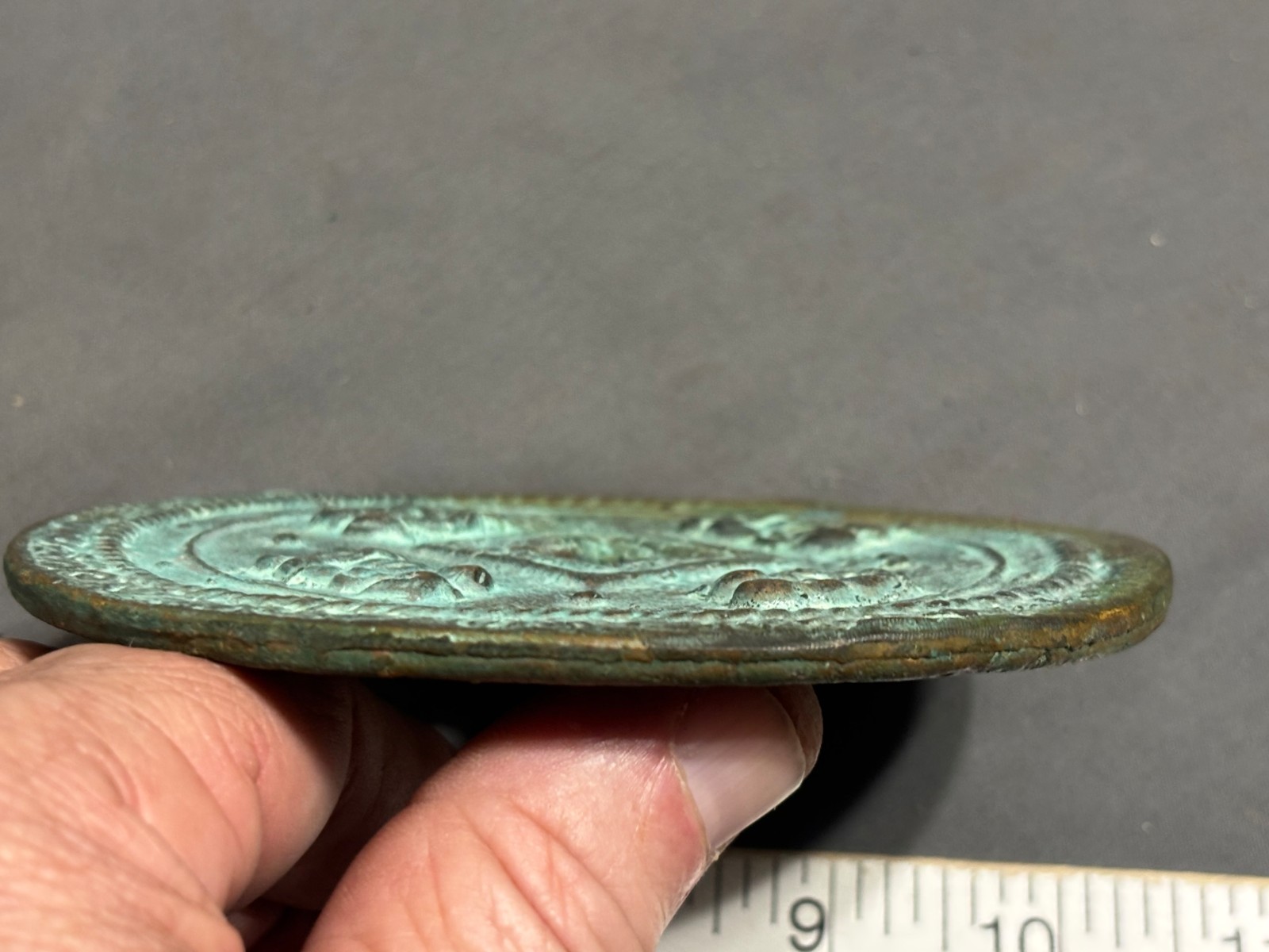 Ancient China Chinese BRONZE Large 4.5″ 316g CASH COIN 115mm WEDDING TOKEN ?