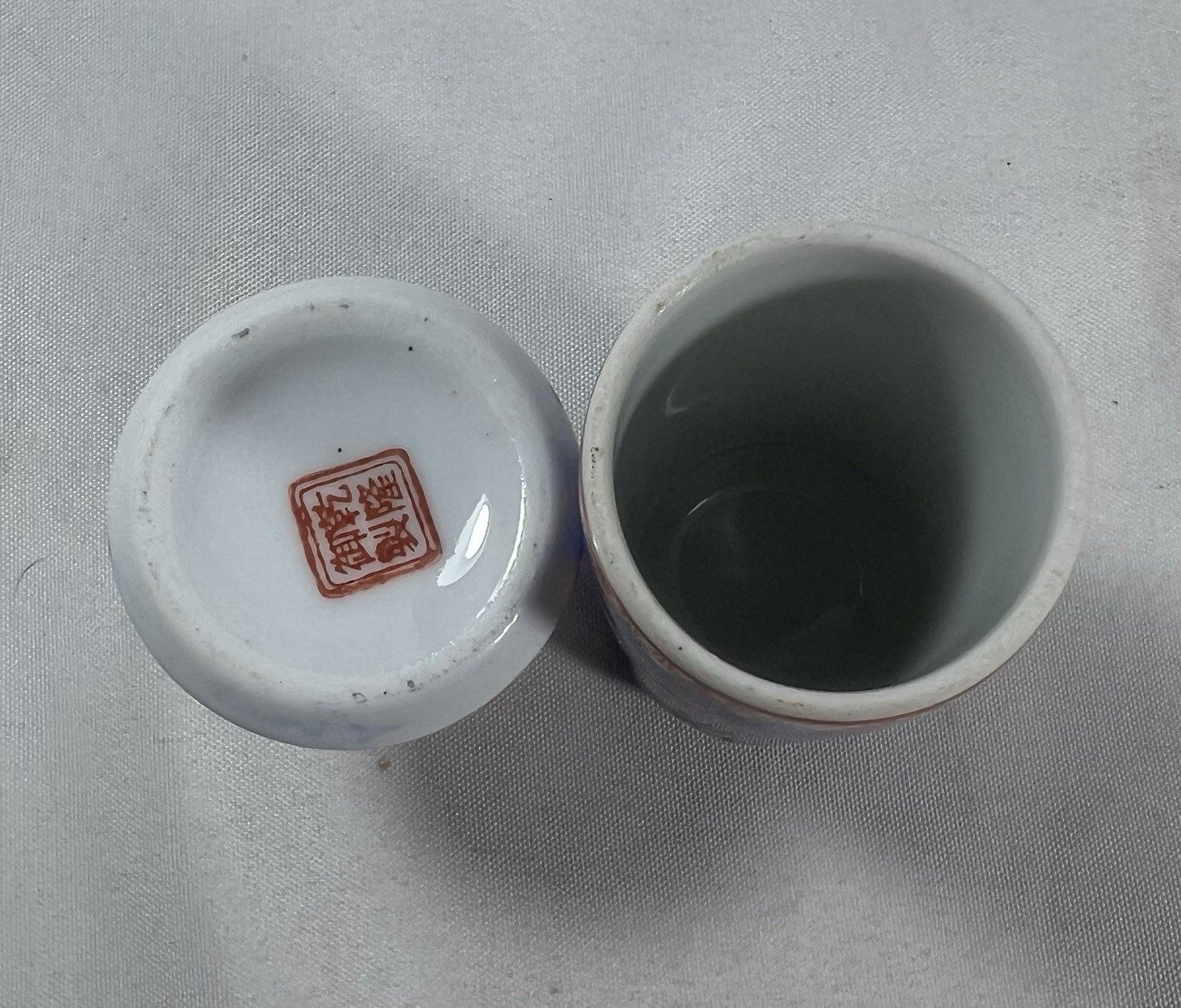 Vintage Chinese Blue & White Porcelain Toothpick Holder – Peonies & Fish – 3.5”