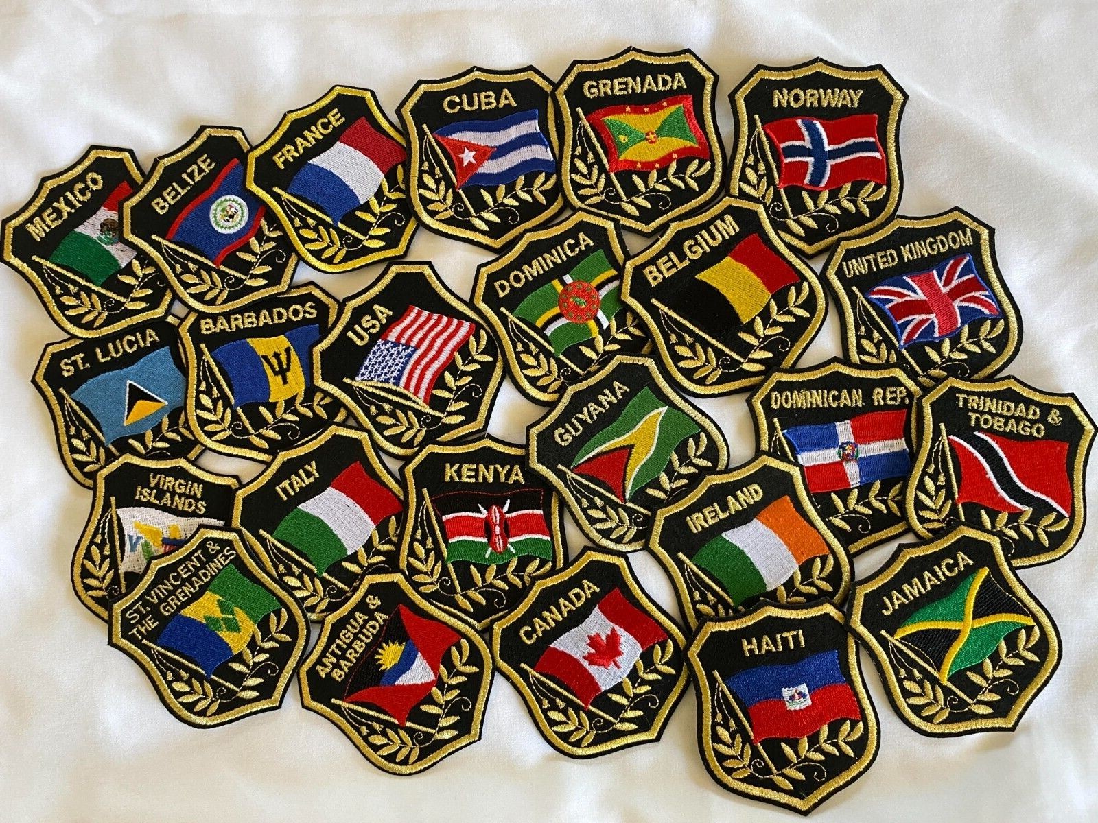 National Flags in shield Embroidered Patches 3.25″x2.75″ iron-on
