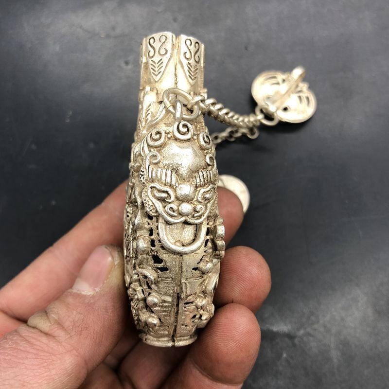 Vintage Alloy Sachet 3.35in Openwork God of Longevity Antique Collectible