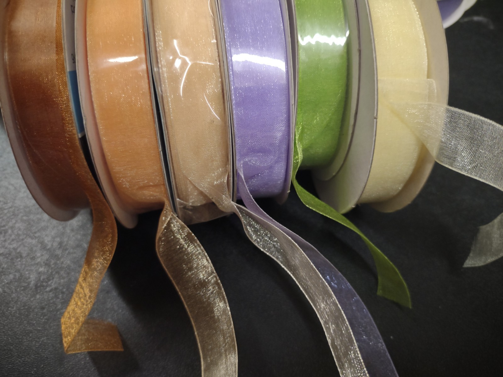 150 Yards of Shimmery Sheer Ribbon, Pastel Assortment! 6 Rolls Of 25 Yards Each