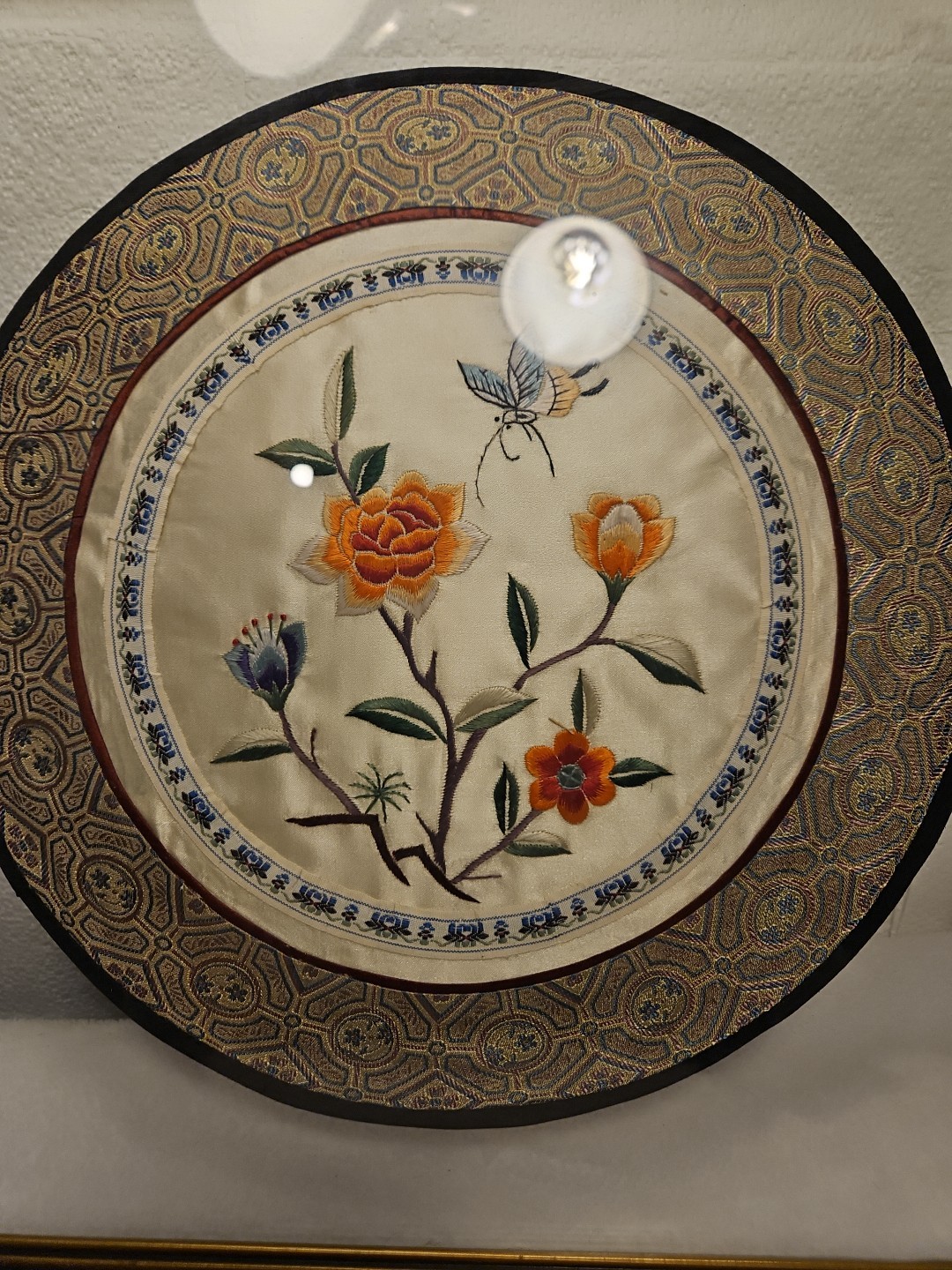 Vintage Bamboo Floating Framed Silk Embroidery Art Panel China 14 X 14 In