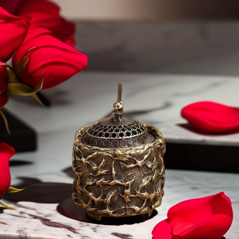 Alloy Crane Incense Burner Vintage Bronze Censer Desktop Ornament Craft