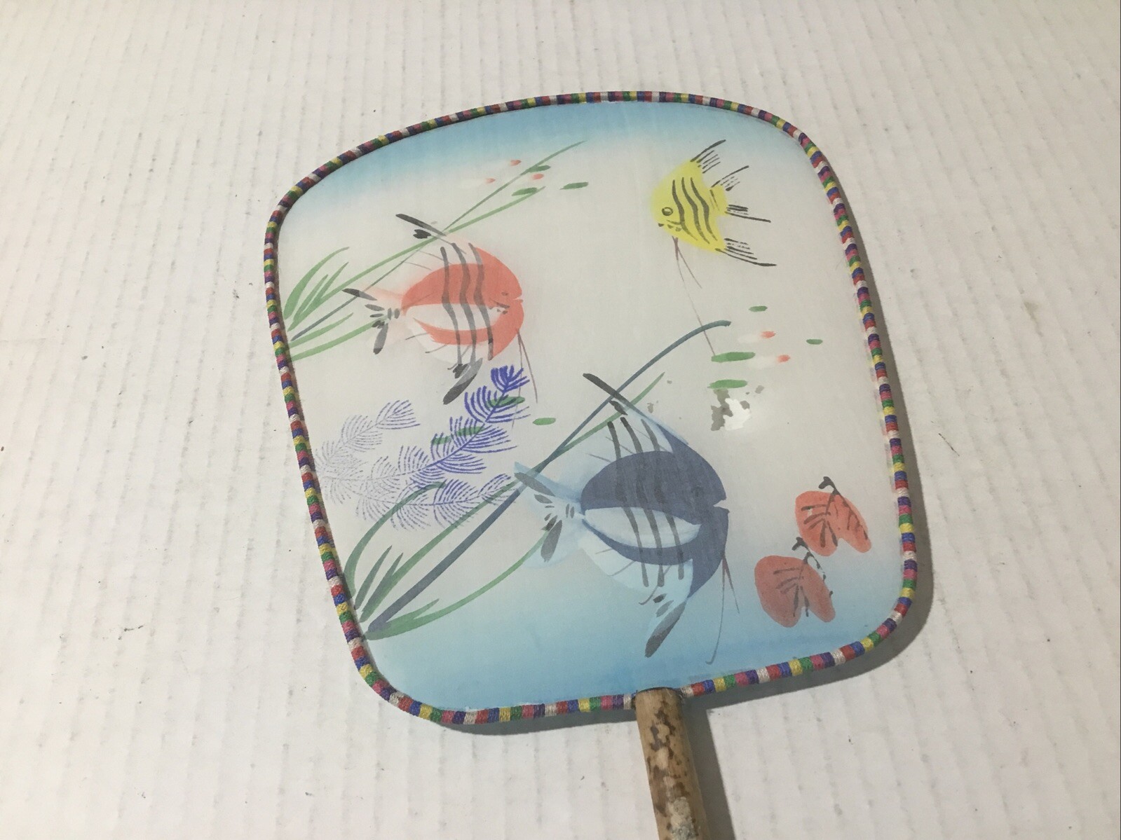 4 Vintage Silk Fans Pandas – Flower – Sea Scape – Sea Life.