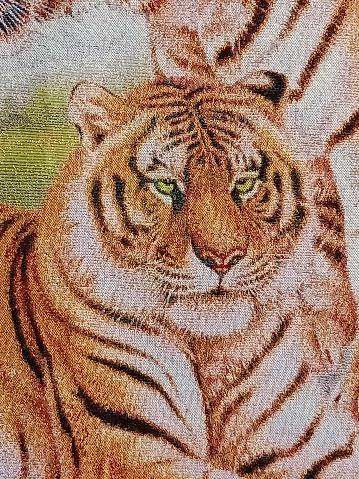 36″ China Cloth Silk Lovable Tiger Wall Art Home Decor Tapestry Meditation 富贵祥和1