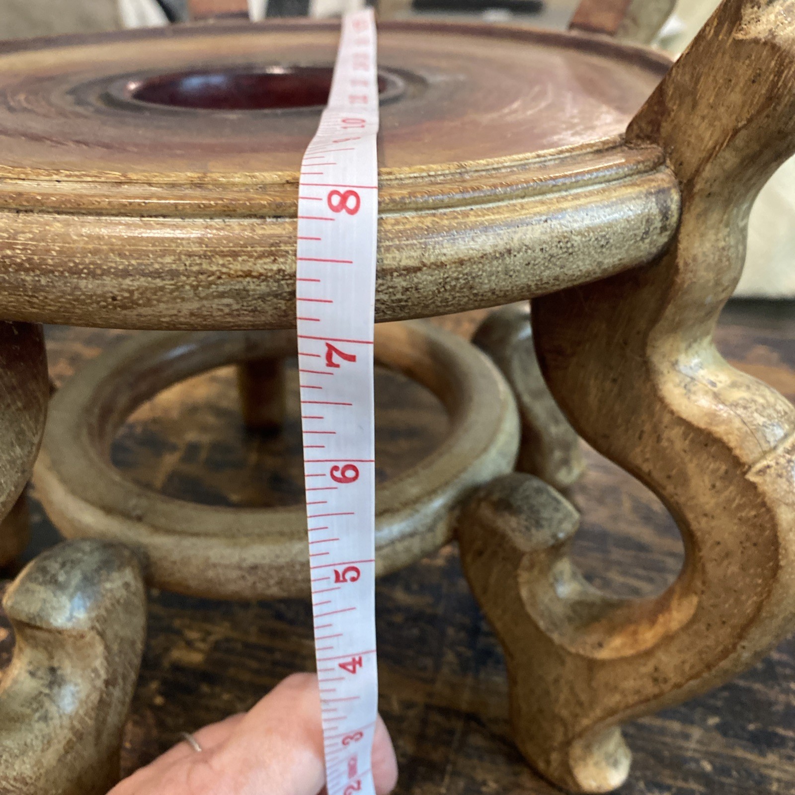 Vintage Large Wooden 5 Legged Plant/ Fish Bowl Stand Pedestal