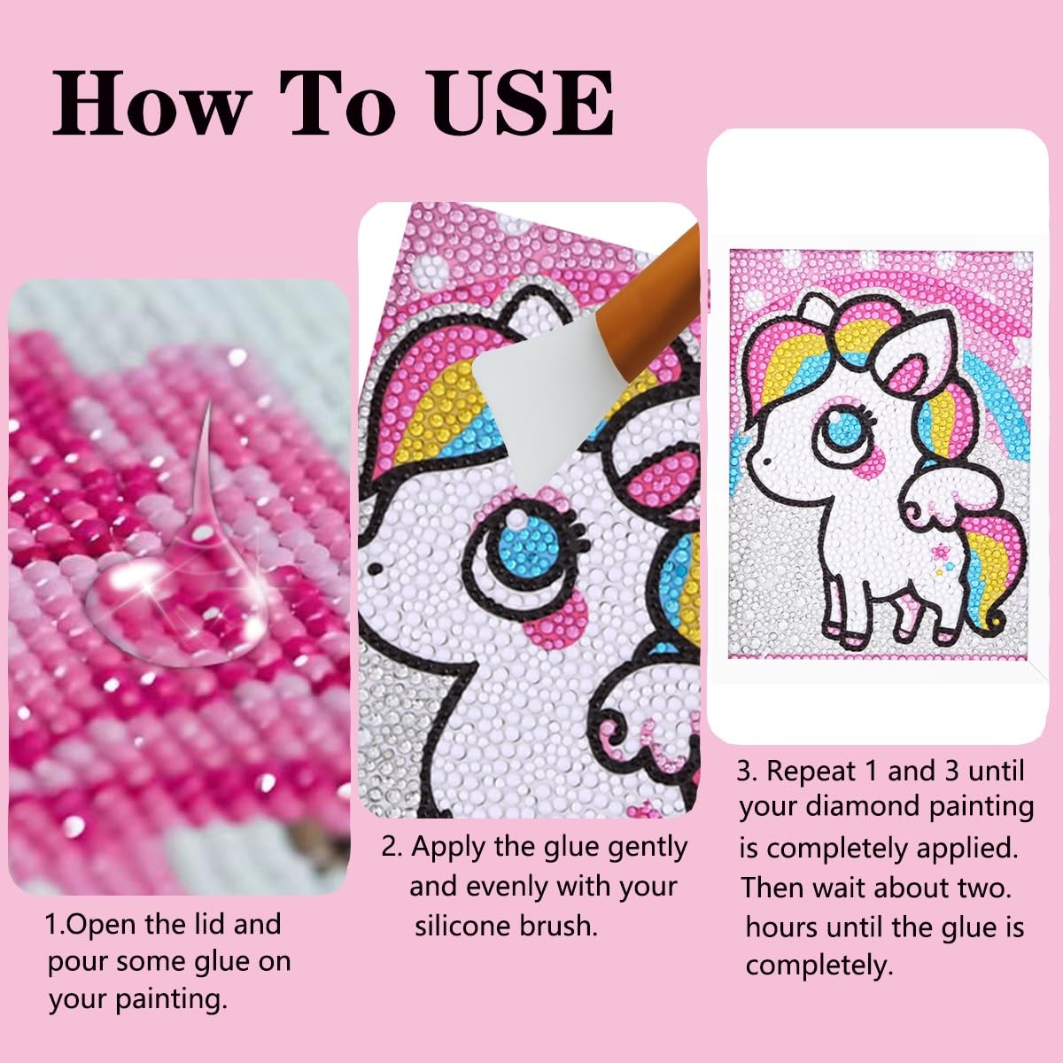 Diamond Painting Sealer Glue Kit 2 Pack 8OZ with Silicone Brush, transparent