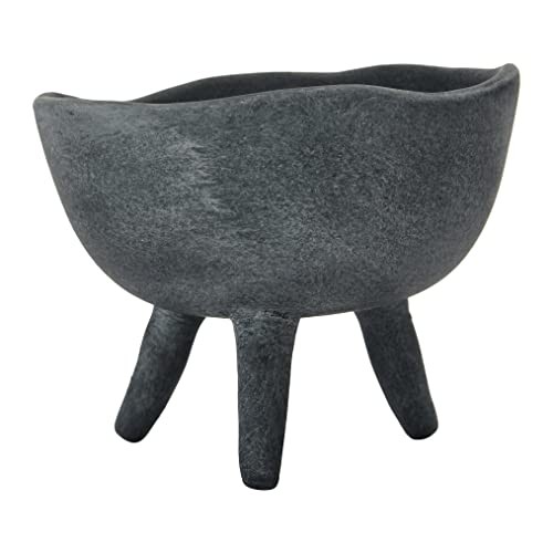 Creative Co-Op Boho Terracotta Footed Bowl 4″ Slate Grey