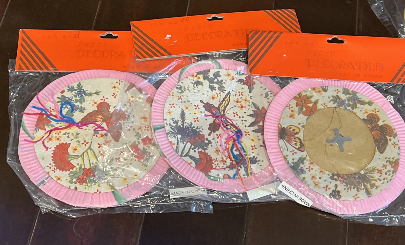 Vintage Small Chinese Paper Lanterns Butterflies & Flowers Sealed Lot Of 8