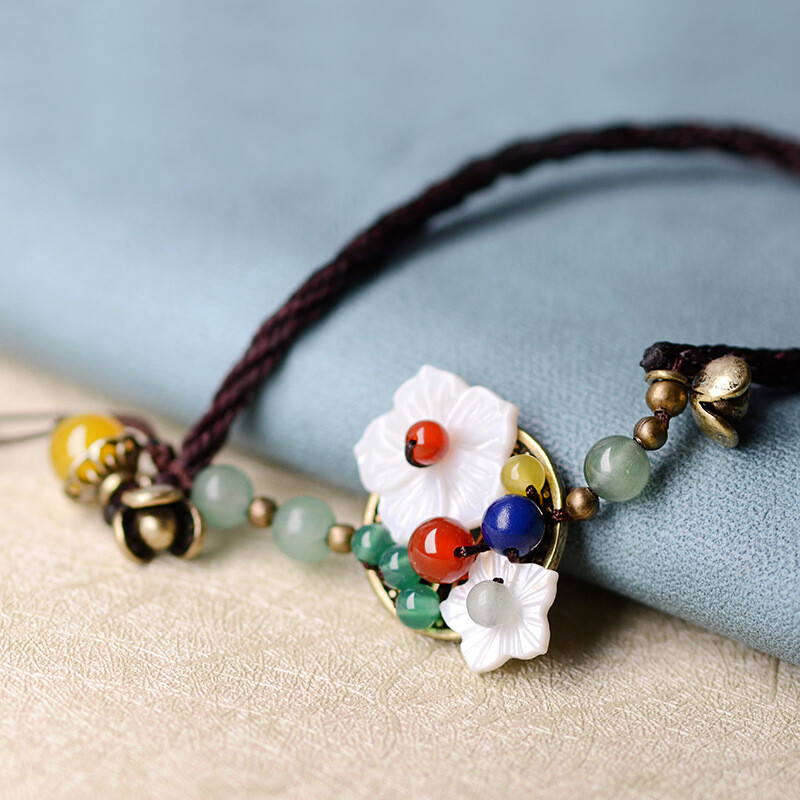 China Dongling Jade/Coloured Glaze/AgateTibetan Style Exquisite Vogue Foot Chain