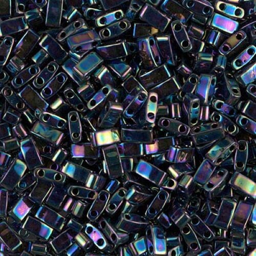 HTL-455, Metallic Variegated BLUE IRIS, 5g, Half Tila, 2 hole/5×2.3×1.9mm (ht24)