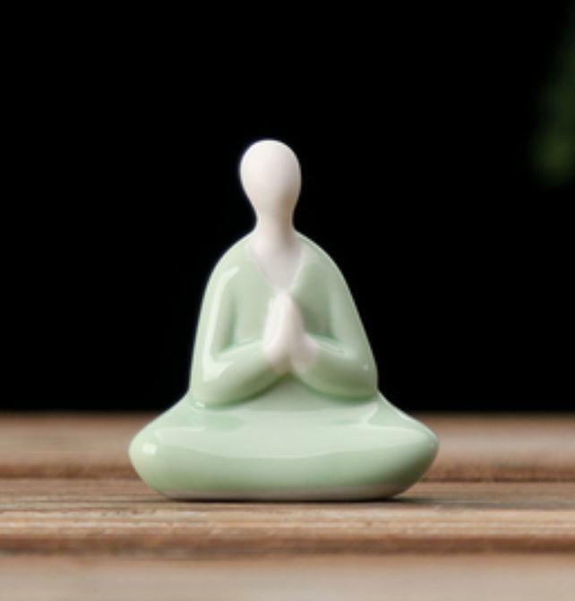 2.3″ China Celadon Porcelain Ceramics Faceless Buddha Figurine Statue Statues24