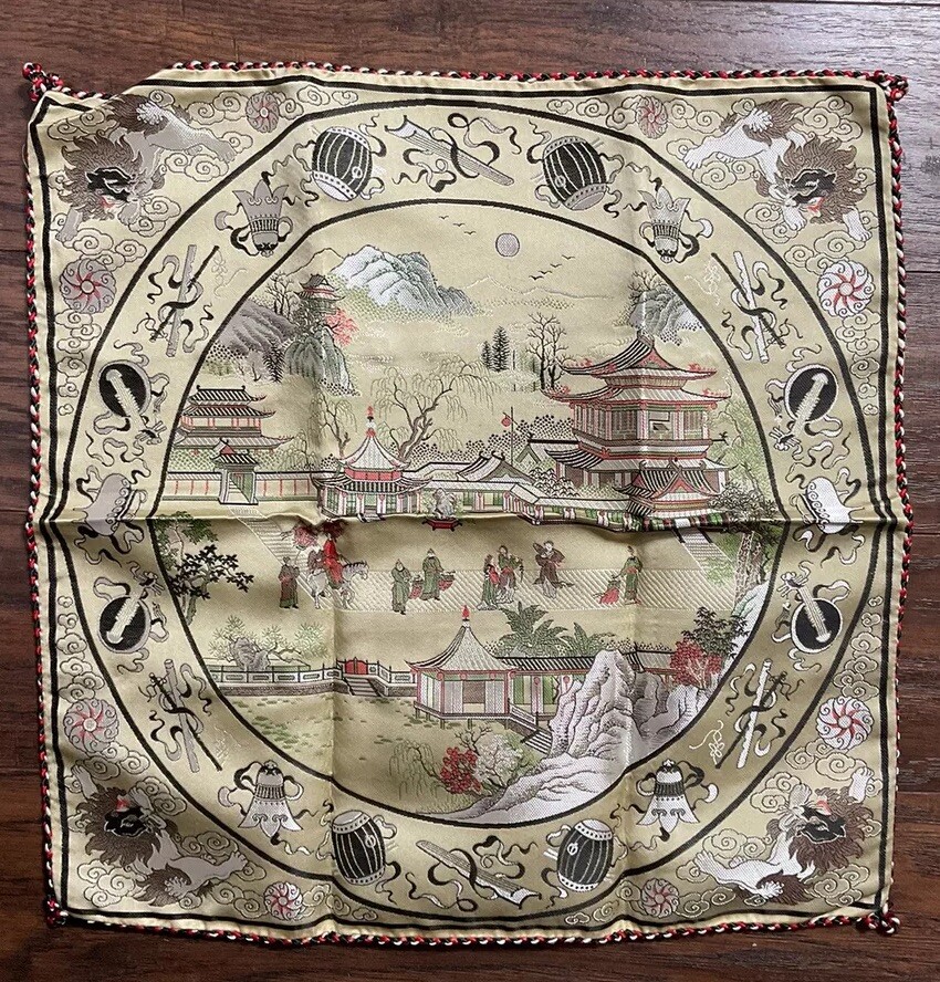 Beautiful Vintage Chinese Silk Pillow Case Cover Brocaded Flowers
