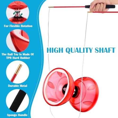 5 Set Chinese Diabolo Triple Bearing Yoyo 5” Multi-Color with Sticks & Bags