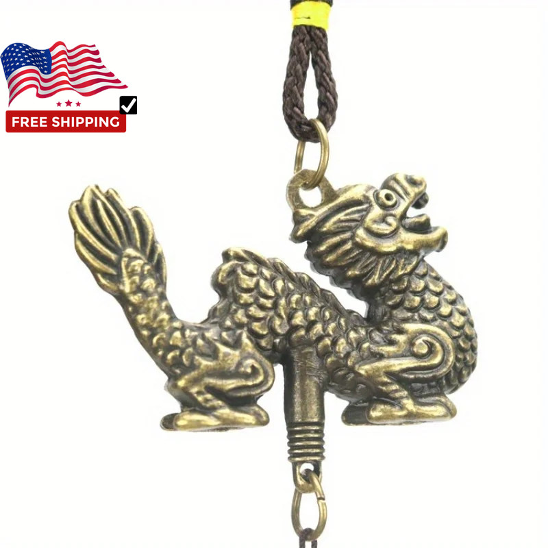1PC Antique Metal Chinese Dragon Bronze Wind Bell Hanging Feng Shui Shop Doorbel