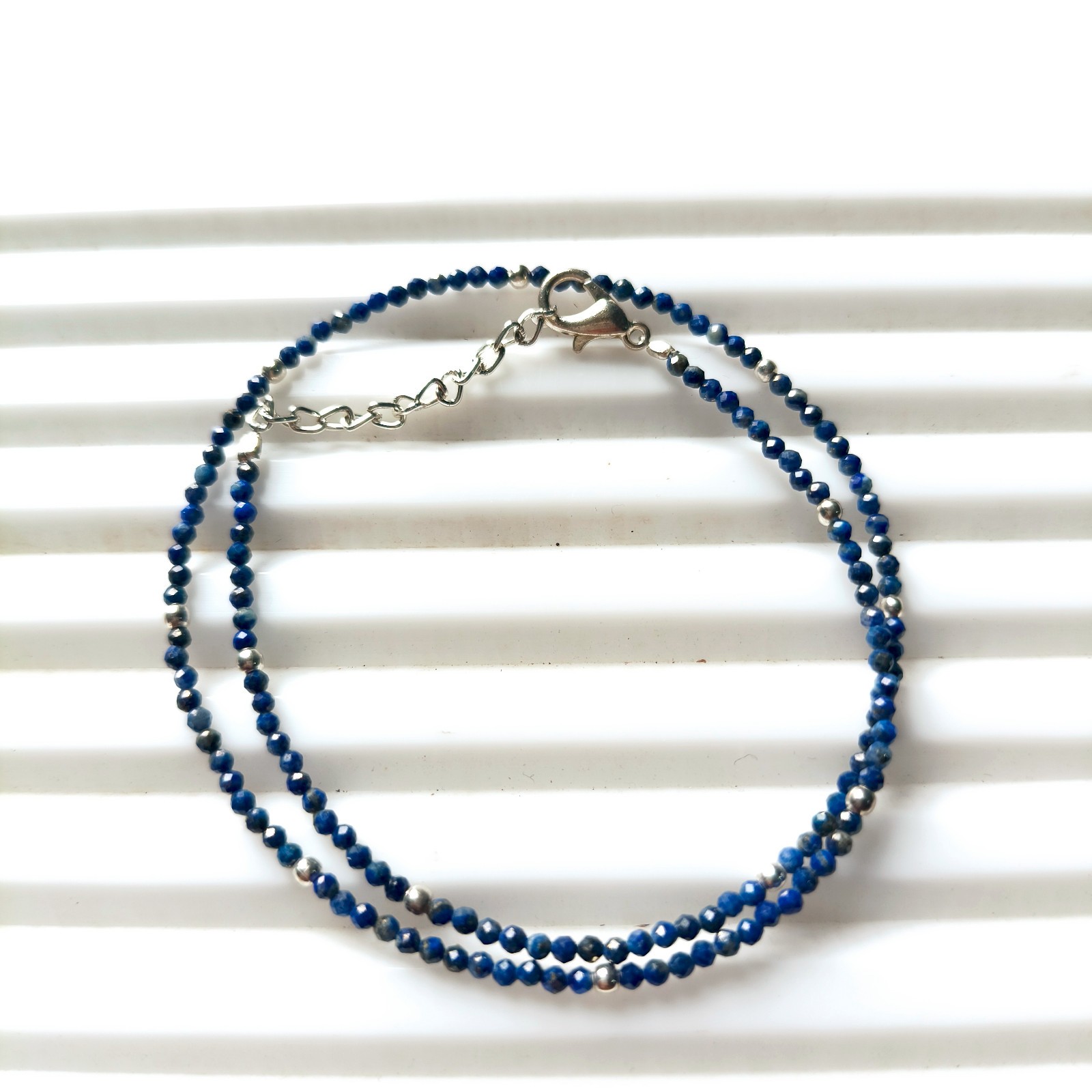 Blue Diamond Beads, 2mm Faceted Rondelle Beads, Faceted Diamond Beaded Necklace