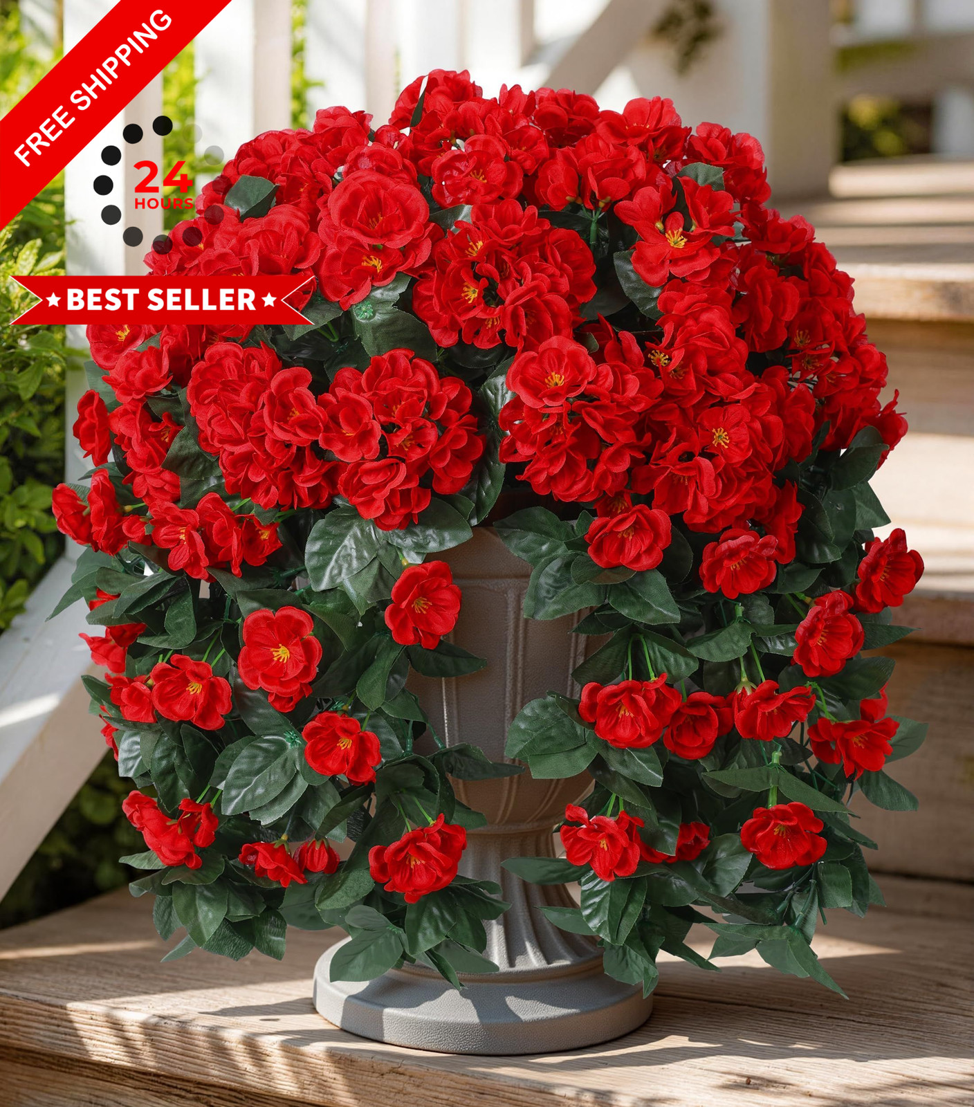 Ivydale Fake Geraniums 12 inches (D) x 4 (W) x 4 (H), Red
