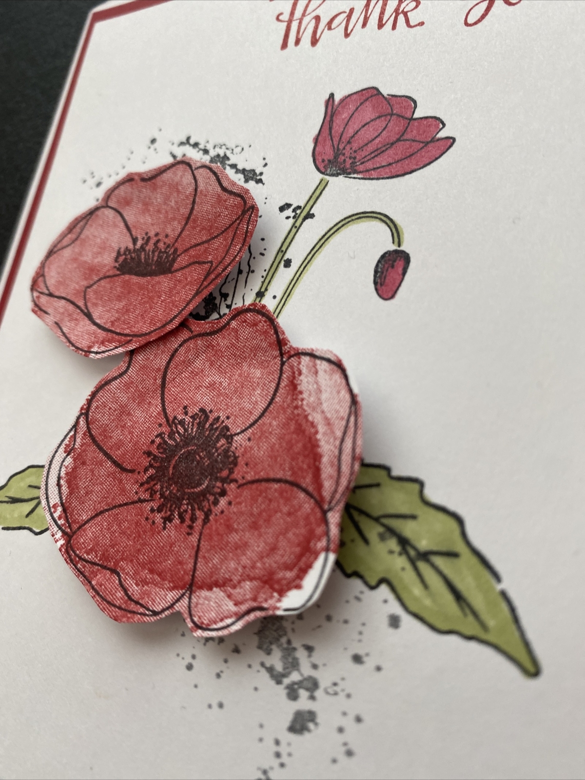 Stampin Up Card Kit Set Of 4 “Thank You” Red Poppies
