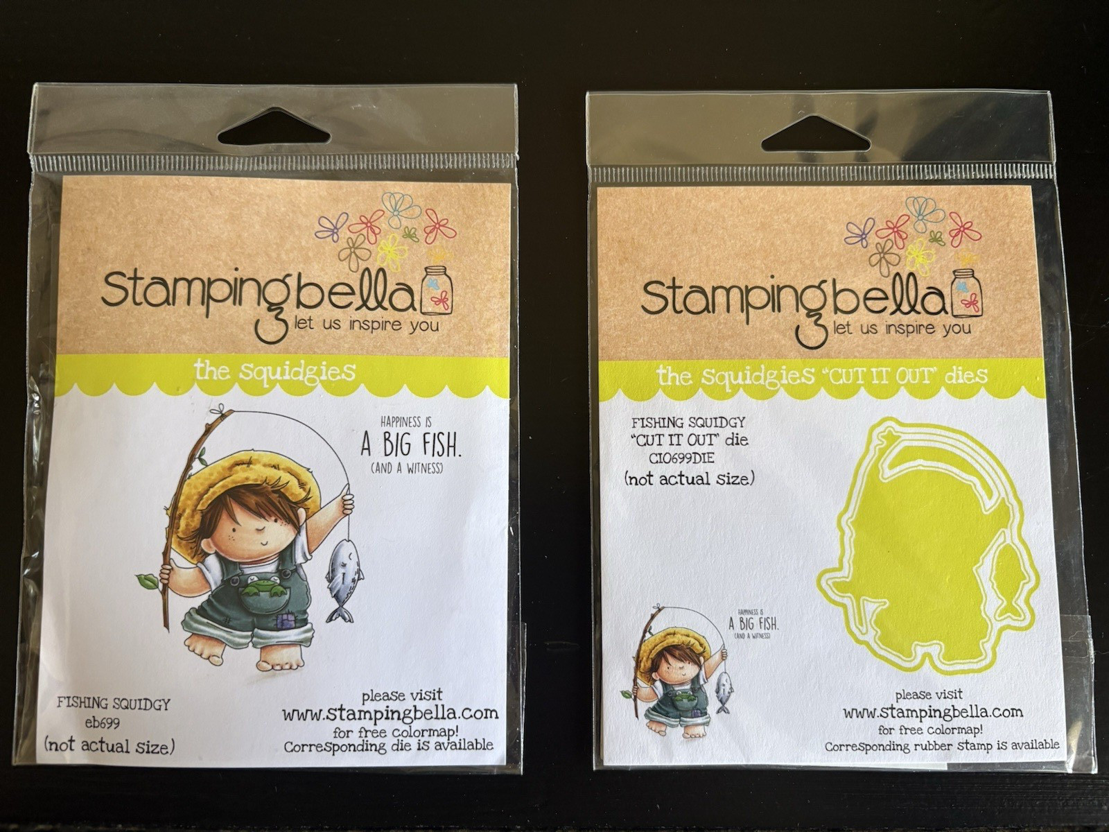 NEW! Stamping Bella FISHING SQUIDGY Stamp & Die Set – VHTF!!!