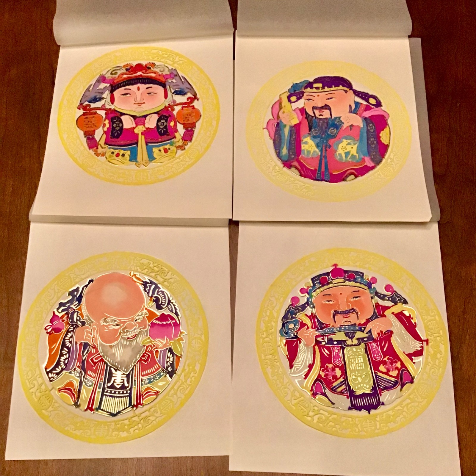 Portfolio of 4 Chinese Folk Painted Paper-Cuts READ