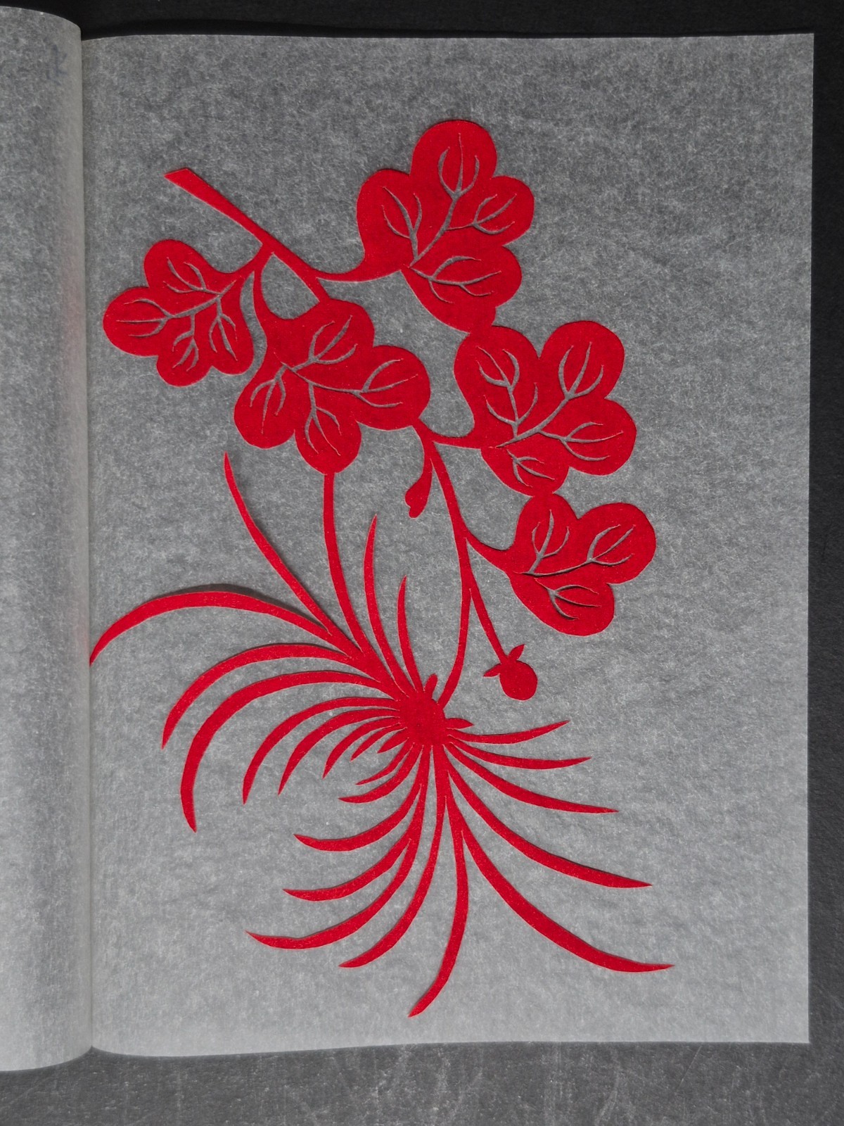 Unused Set of 10 Chinese Folk Art Red Paper cuts Botanical Flowers Designed