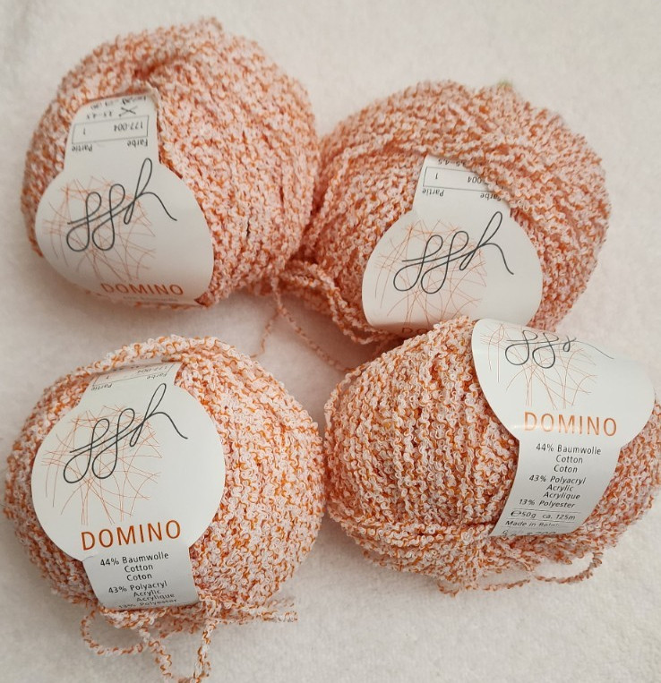 GGH Domino Yarn 50gr Cotton/ Acrylic/Poly Orange White Lot of 4 Belgium