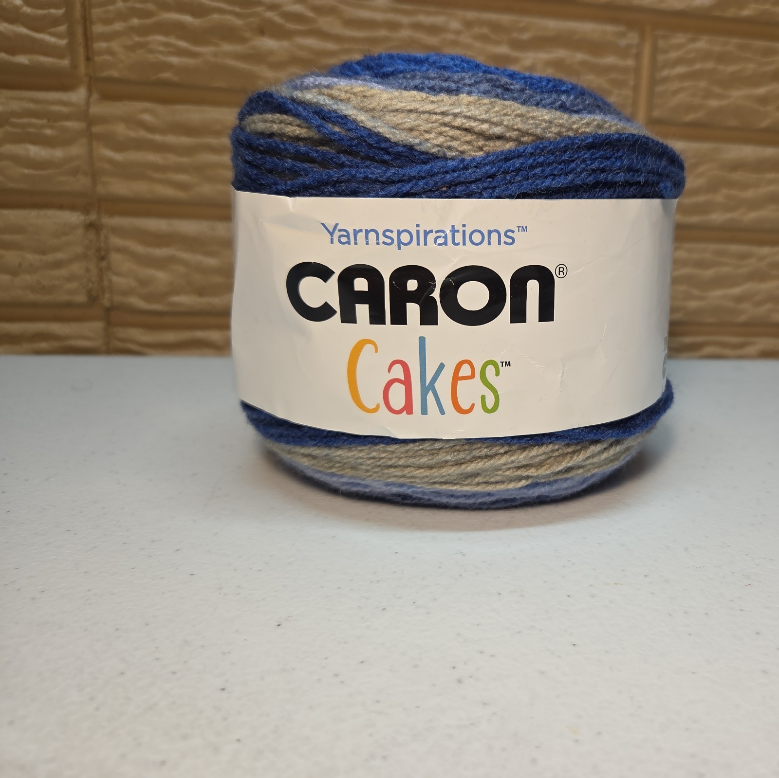 Caron Cakes Blueberry Muffin Worsted Self-Striping Yarn Blue Cream Gray