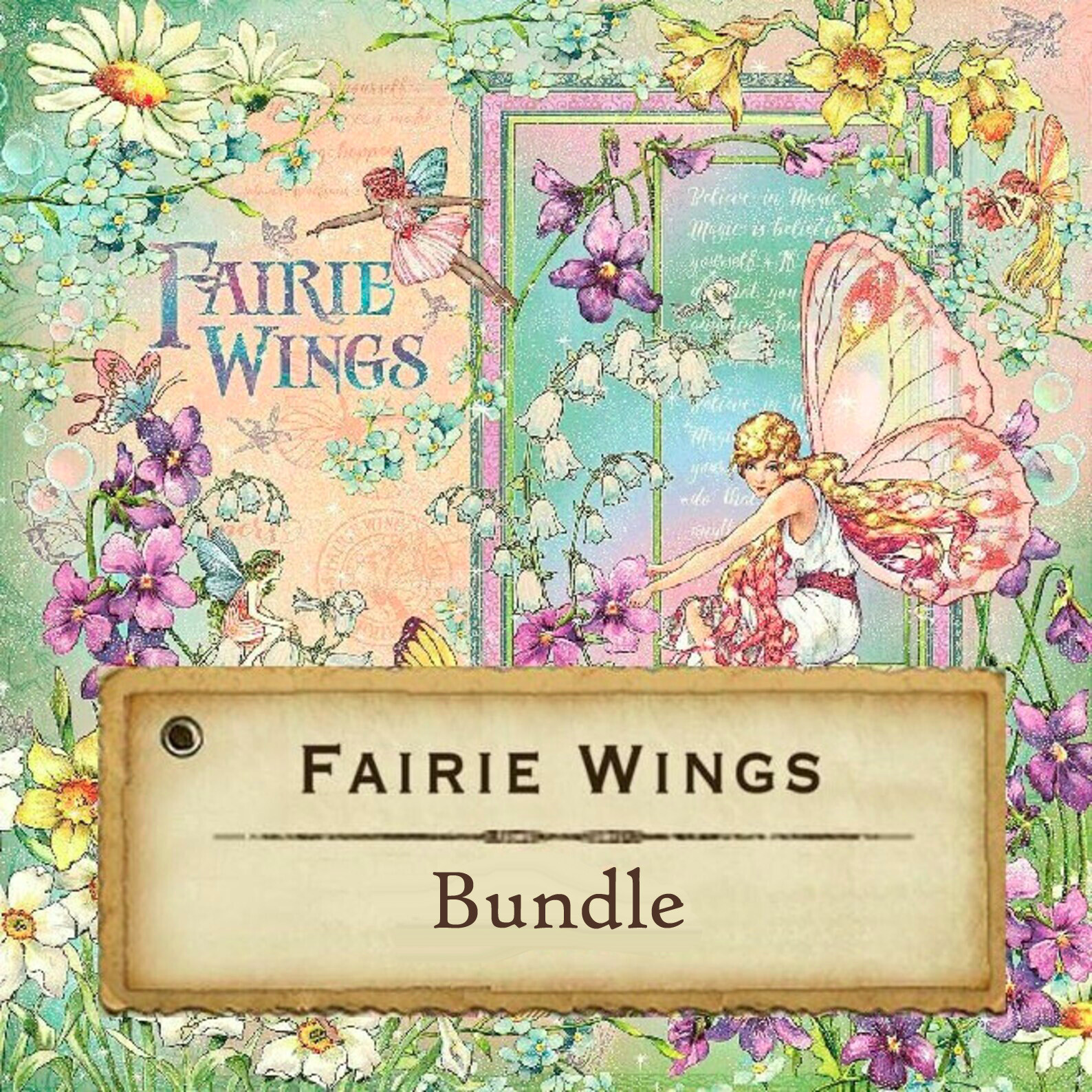 GRAPHIC 45 FAIRIE WINGS BUNDLE ~ 12X12 8X8 PAPER PADS and STICKERS *SHIPS FREE*